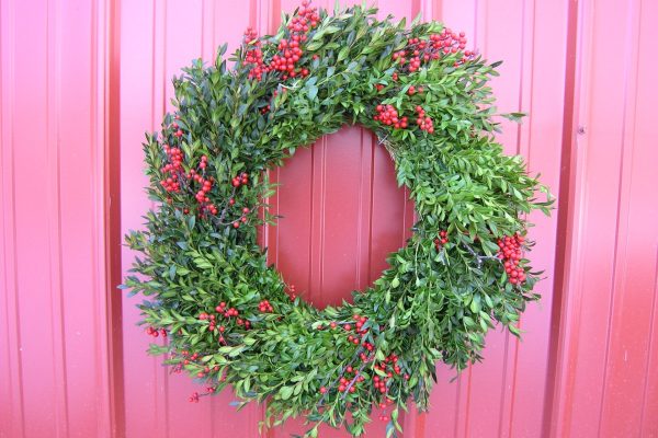 Christmas Farms Boxwood and Berries Wreath